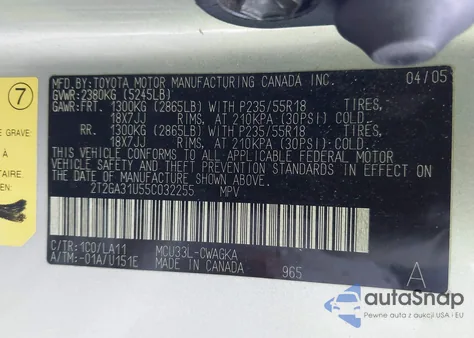 2005 Lexus Rx 330 from USA, damaged, VIN 2T2GA31U55C032255